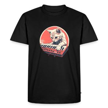 Synth Cat style Vintage - T-shirt Premium bio Homme - noir - Devant - Nico (187cm)