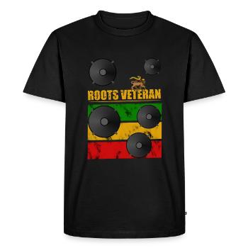 Roots Veteran Reggae - Men's Premium Organic T-Shirt - black - Front - Nico (187cm)