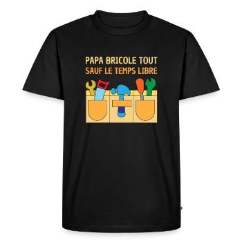 Papa bricole tout sauf le temps libre - T-shirt Premium bio Homme - noir - Devant - Nico (187cm)