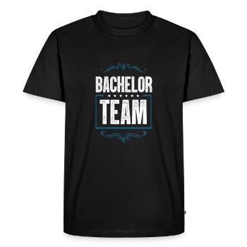 Bachelor Crew - Men's Premium Organic T-Shirt - black - Front - Nico (187cm)