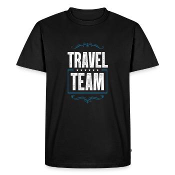 Travel Team - Men's Premium Organic T-Shirt - black - Front - Nico (187cm)