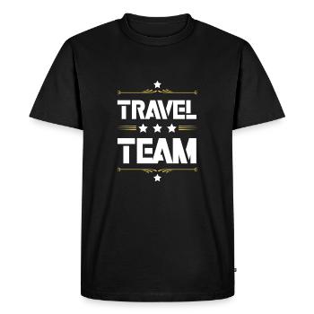 Travel Team - Men's Premium Organic T-Shirt - black - Front - Nico (187cm)