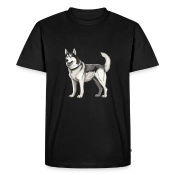 Chien husky - T-shirt Premium bio Homme - noir - Devant - Nico (187cm)