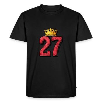 27 Nombre Couronne - T-shirt Premium bio Homme - noir - Devant - Nico (187cm)