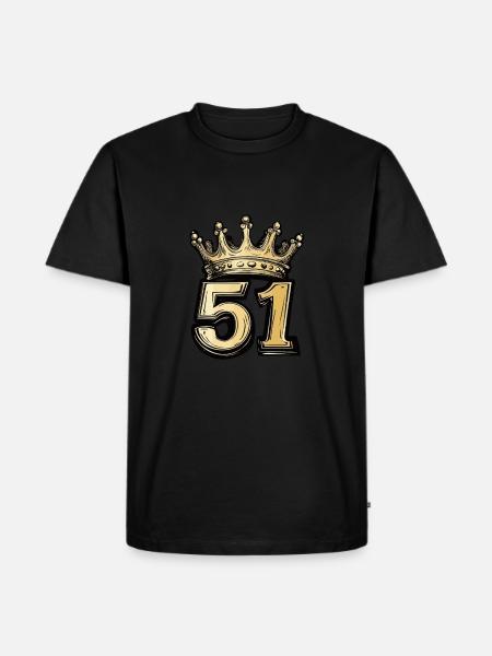 51 Zahl Krone - Männer Premium Bio T-Shirt - Schwarz