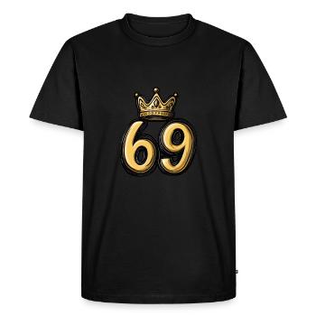 69 Nombre Couronne - T-shirt Premium bio Homme - noir - Devant - Nico (187cm)