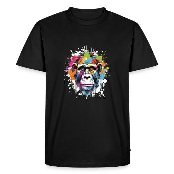 Monkey Animal Pop Art Head - Men's Premium Organic T-Shirt - black - Front - Nico (187cm)