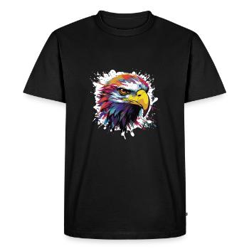 Eagle Animal Pop Art Head - Men's Premium Organic T-Shirt - black - Front - Nico (187cm)