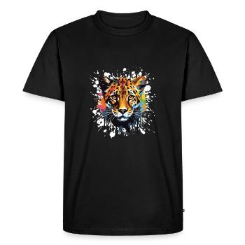 Cheetah Animal Pop Art Head - Men's Premium Organic T-Shirt - black - Front - Nico (187cm)