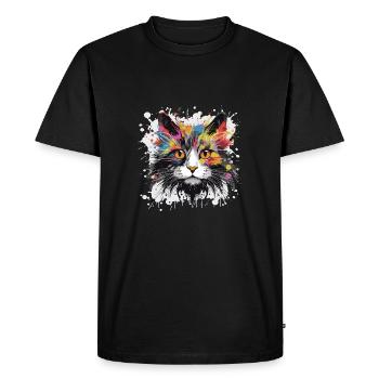 Cat Symbol Animal Pop Art Head - Men's Premium Organic T-Shirt - black - Front - Nico (187cm)