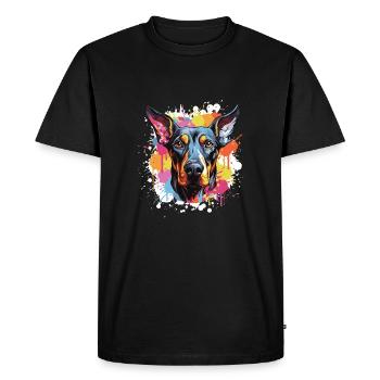 Doberman Dog Animal Pop Art Head - Men's Premium Organic T-Shirt - black - Front - Nico (187cm)