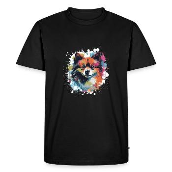 Pomeranian Dog Animal Pop Art Head - Men's Premium Organic T-Shirt - black - Front - Nico (187cm)