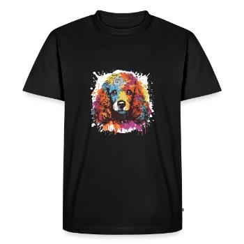 Poodle Dog Animal Pop Art Head - Men's Premium Organic T-Shirt - black - Front - Nico (187cm)