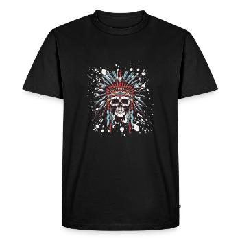 Apache Skull Indian - Men's Premium Organic T-Shirt - black - Front - Nico (187cm)