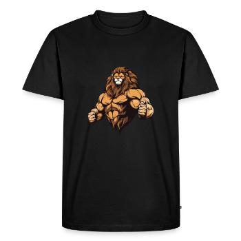 Bête Lion - T-shirt Premium bio Homme - noir - Devant - Nico (187cm)