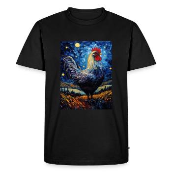 Rooster, Van Gogh, Starry Night, Animal, Chicken - Men's Premium Organic T-Shirt - black - Front - Nico (187cm)