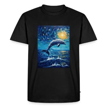 dolphin, Starry Night, Van Gogh, Style - Men's Premium Organic T-Shirt - black - Front - Nico (187cm)