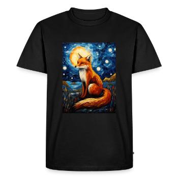 Renard, Nuit Étoilée, Van Gogh, Style - T-shirt Premium bio Homme - noir - Devant - Nico (187cm)
