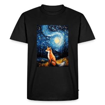 Renard, Nuit Étoilée, Van Gogh, Style - T-shirt Premium bio Homme - noir - Devant - Nico (187cm)