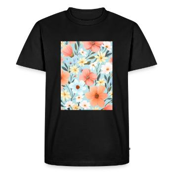 Pastel Floral Motif Floral - T-shirt Premium bio Homme - noir - Devant - Nico (187cm)