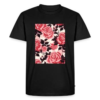 rose, pattern, flower, pastel, floral - Men's Premium Organic T-Shirt - black - Front - Nico (187cm)