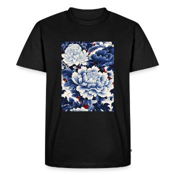 Motif floral en porcelaine chinoise - T-shirt Premium bio Homme - noir - Devant - Nico (187cm)
