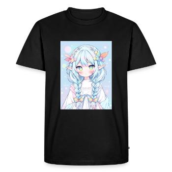 elf, anime, girl, otaku, kawaii, cute - Men's Premium Organic T-Shirt - black - Front - Nico (187cm)