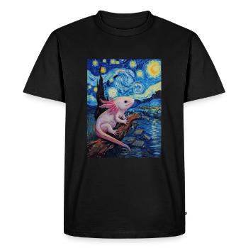 Axolotl Van Gogh Style Starry Night - Men's Premium Organic T-Shirt - black - Front - Nico (187cm)