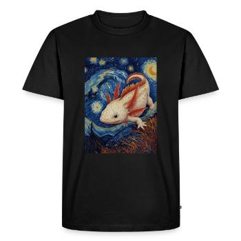 Axolotl, Van Gogh, Style, Starry Night - Men's Premium Organic T-Shirt - black - Front - Nico (187cm)
