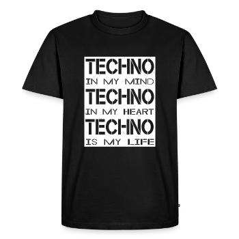 Techno - Techno music - Techno is my Life - T-shirt Premium bio Homme - noir - Devant - Nico (187cm)