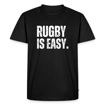 Fun T-shirt Rugby is Easy - Men's Premium Organic T-Shirt - black - Front - Nico (187cm)