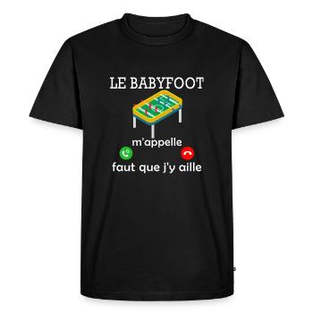 le babyfoot m'appelle / humour baby-foot - T-shirt Premium bio Homme - noir - Devant - Nico (187cm)