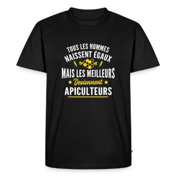 humour - les meilleurs deviennent apiculteurs - T-shirt Premium bio Homme - noir - Devant - Nico (187cm)