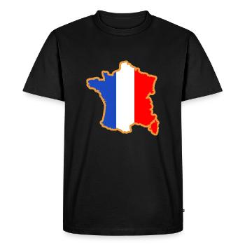 carte de la France drapeau bleu blanc rouge - T-shirt Premium bio Homme - noir - Devant - Nico (187cm)