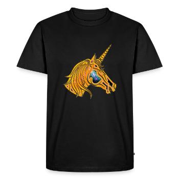 Licorne n°2 - Design B - T-shirt Premium bio Homme - noir - Devant - Nico (187cm)