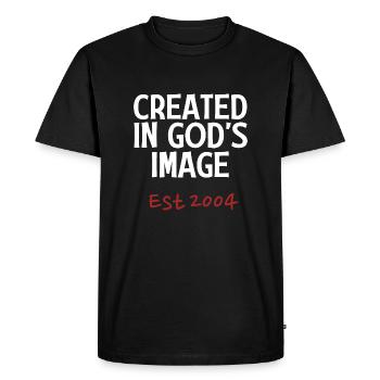 Créé à l’image de Dieu est 2004 - T-shirt Premium bio Homme - noir - Devant - Nico (187cm)