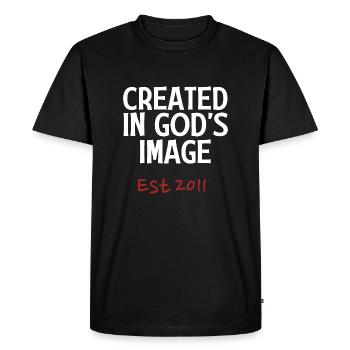 Créé à l’image de Dieu est 2011 - T-shirt Premium bio Homme - noir - Devant - Nico (187cm)