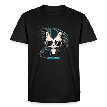 Une moufette cool avec des lunettes de soleil Look comique - T-shirt Premium bio Homme - noir - Devant - Nico (187cm)