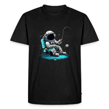 Astronaute à la pêche - T-shirt Premium bio Homme - noir - Devant - Nico (187cm)