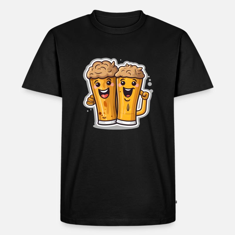 2 Bierglas-Kumpels - Männer Premium Bio T-Shirt - Schwarz