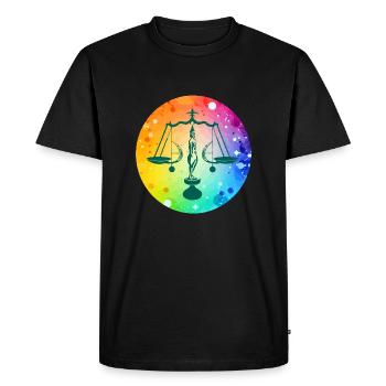 Le signe de la balance multicolore - T-shirt Premium bio Homme - noir - Devant - Nico (187cm)