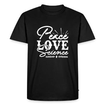 Peace Love Science - Men's Premium Organic T-Shirt - black - Front - Nico (187cm)