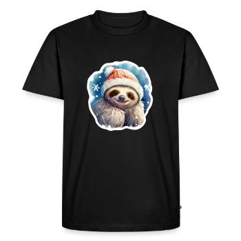 Paresseux de Noël - T-shirt Premium bio Homme - noir - Devant - Nico (187cm)