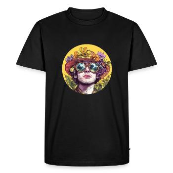 Blossom magic: Flower power in retro style! - Men's Premium Organic T-Shirt - black - Front - Nico (187cm)
