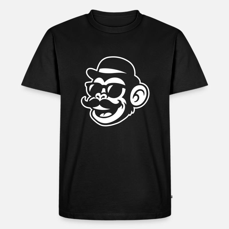 Affe Mustache Lustig - Männer Premium Bio T-Shirt - Schwarz
