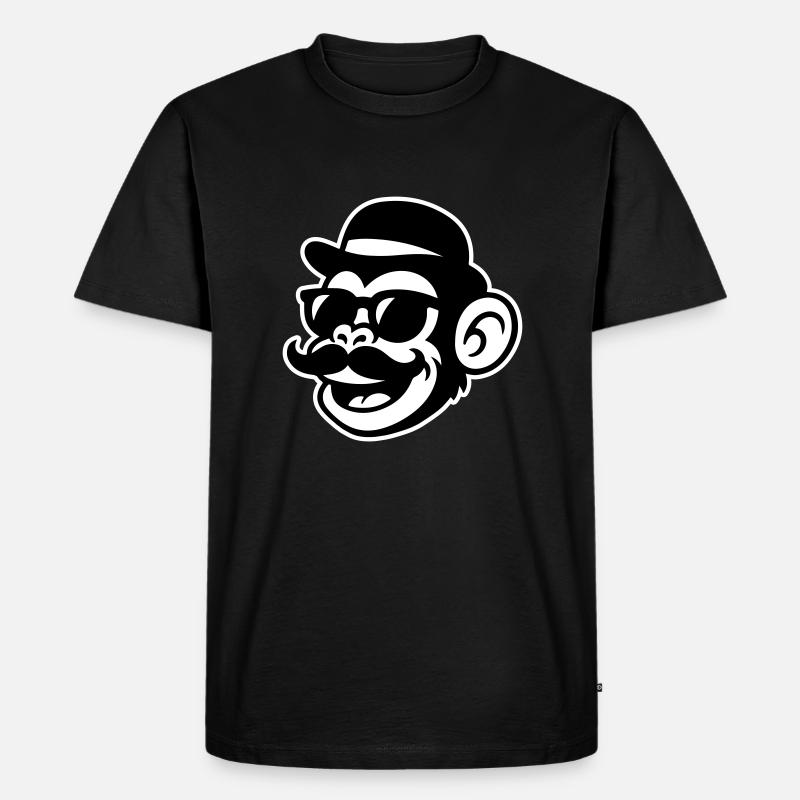 Affe Sir Mustache - Männer Premium Bio T-Shirt - Schwarz
