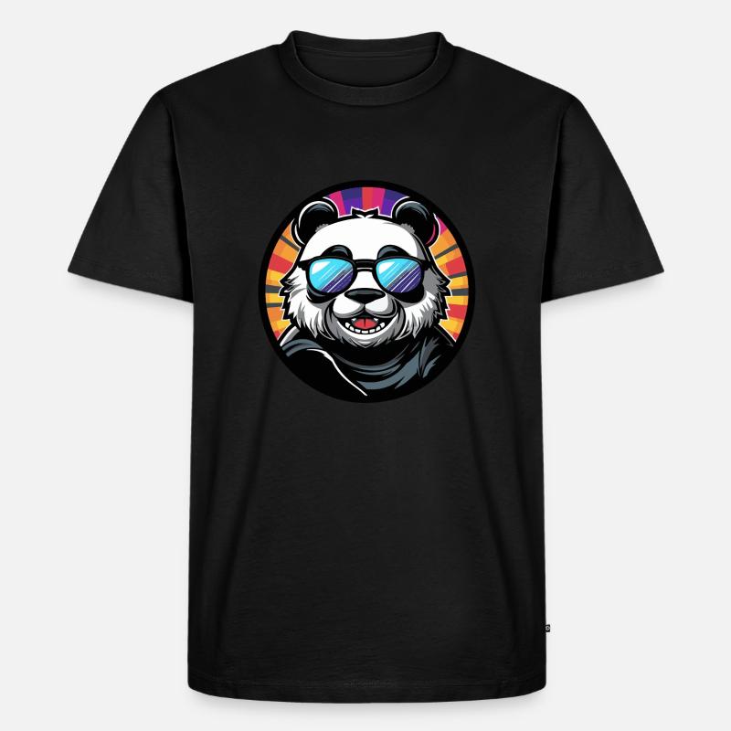 Panda Comic Cool - Männer Premium Bio T-Shirt - Schwarz