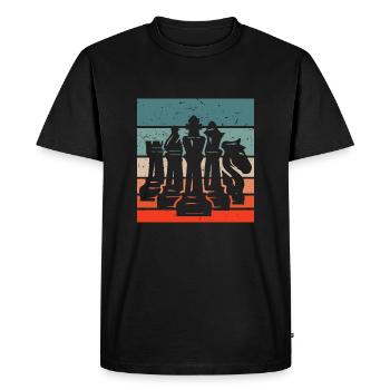 Pièces d'échecs vintage rétro colorées - T-shirt Premium bio Homme - noir - Devant - Nico (187cm)