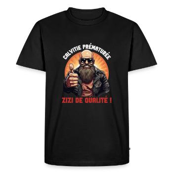 Calvitie et fierté - T-shirt Premium bio Homme - noir - Devant - Nico (187cm)