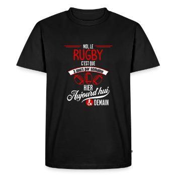 Rugby tous les jours - T-shirt Premium bio Homme - noir - Devant - Nico (187cm)